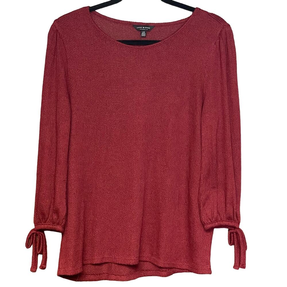 Lucky Brand sweater burgundy 3/4 sleeve boat neck comfy size women’s large